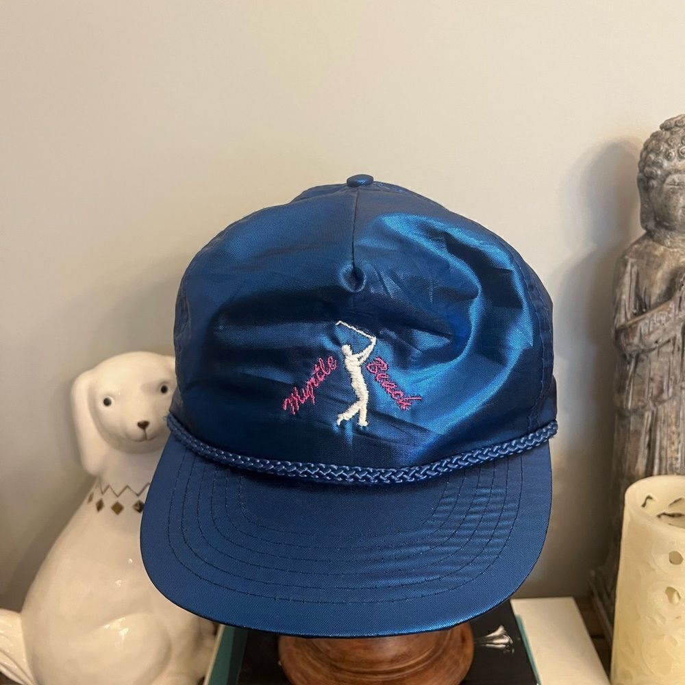 Vintage metallic satin rope Gold Myrtle Beach unisex adjustable hat. SC. Unisex